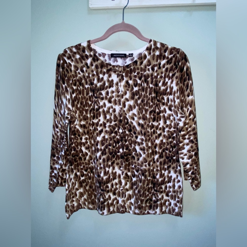 Notations Woman’s Animal Print Cardigan Size Small